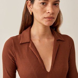 Reformation Thomas Knit Top Chestnut Size M
